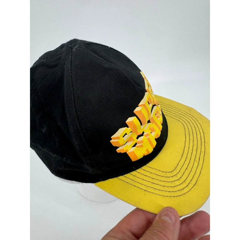 Nintendo Super Mario Hat Cap Boys Black Yellow Embroidered Snapback Hat